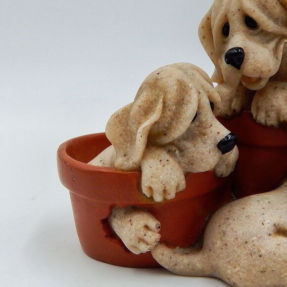 Quarry Critters Pit Stop 50164 3 Puppy Dogs In Planters Resin Figurine 2001 - Picture 5 of 10